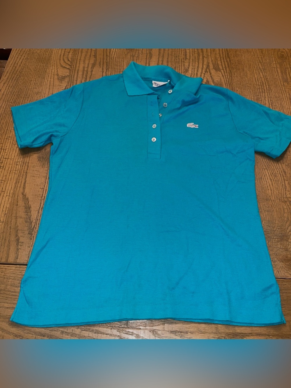 Vintage Lacoste Women’s Polo Shirt Turquoise Blue Sz 38 Crocodile Logo